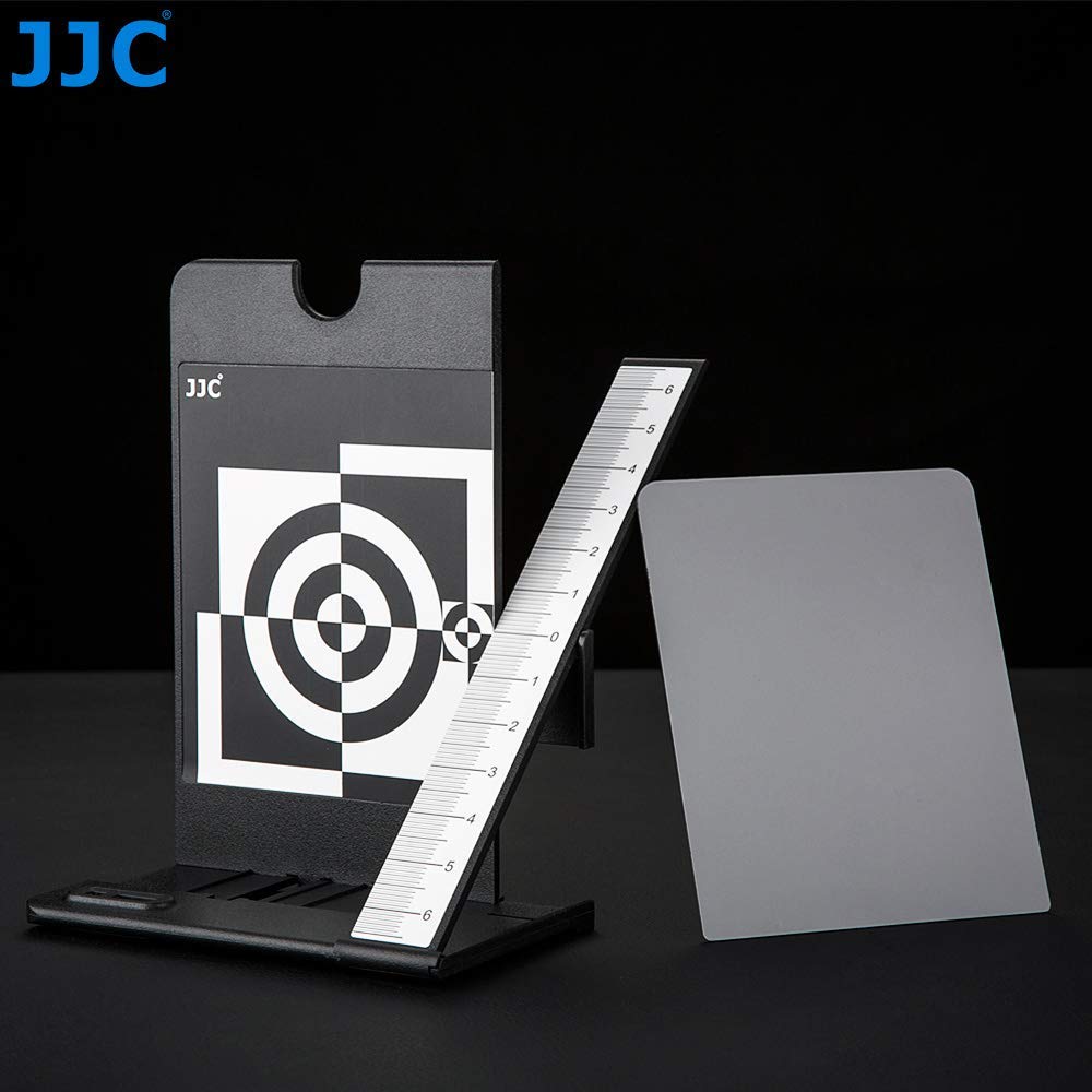 JJC Herramienta de Calibración de Objetivo 2-en-1 con Tarjeta de Calibración Fotográfica para Canon Nikon Sony Pentax Olympus etc. Cámaras Profesionales