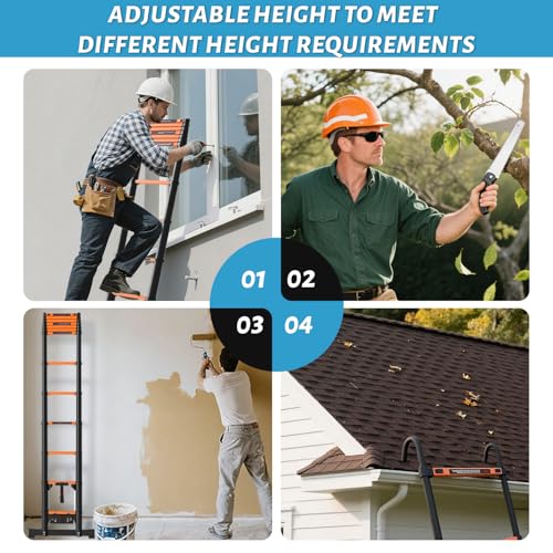 Telescoping Ladder, 16.5FT Extension Ladder，One-Step Collapsible, Aluminum Ladder for RV Home Outdoor, 330lbs Max Capacity by ASPERLAD - Image 4