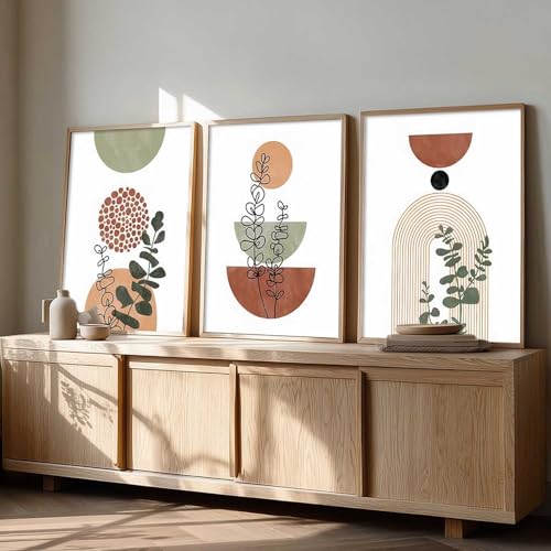 Image of kotart Boho Art Home Decoration Paintings With Frame For Living Room Bed Room Hotel Wall Decor Digital Reprint Set of 3 (13X17 inch)