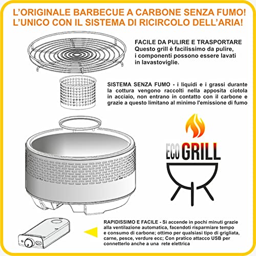 Barbacoa de carbón portátil - Barbacoa de carbón sin humo con ventilador de mesa eléctrico