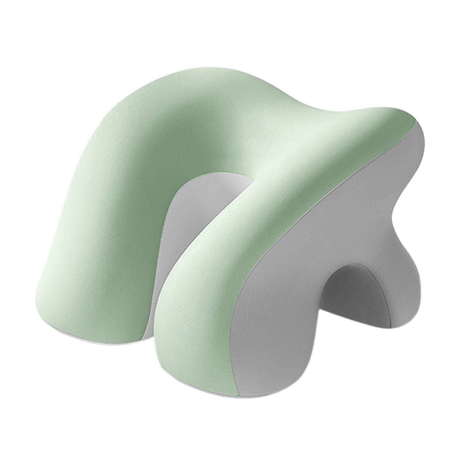 newuzis Ergonomic Desk Nap Pillow With Arm Hole – Memory Foam Lunch Break Support Pillow For Office, Classroom, Travel, Washable Cover – Prevents Arm Numbness, Curved Surface Green & Grey