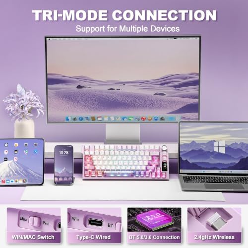 YUNZII IF75 QMK VIA 무선 기계식 키보드(퍼플, 캔디 스위치) — 사진 4