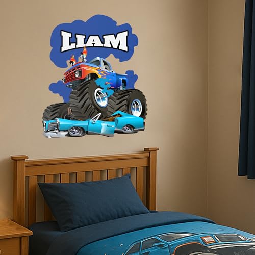Vinilo Decorativo Personalizado Camión Monstruo Niños 52x36 pulg miniatura 2