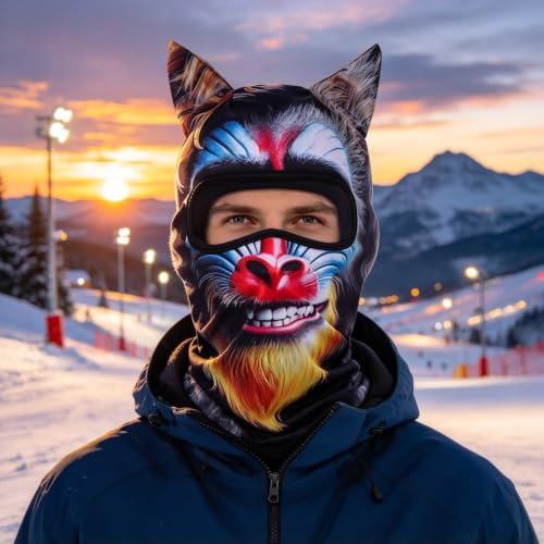 Animal Ski Mask Old Man Funny 3D Realistic Face Print Winter Face Mask - image 8