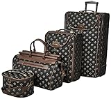 American Flyer Luggage Fleur De Lis 4 Piece Set, Black, One Size