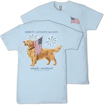 Simply Southern Liberty, Loyalty & Love - USA - Golden Retriever - Patriotic - Youth T-Shirt