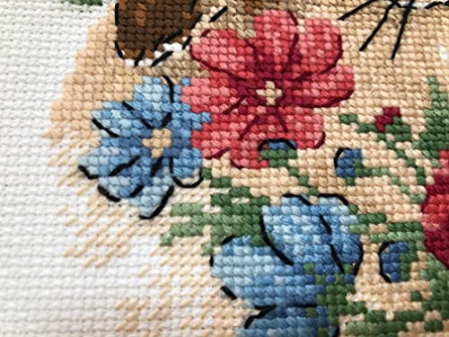 Image of RIOLIS - Bunny in Flowers 1986, Animals Cross Stitch Kits 6 inchx7 inch, Cross Stitch Kits for Beginners & Advanced, Crossstitching Kit Adult, Embroidery Counted Stitching Kit