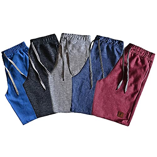 Kit 05 Shorts Bermudas Moletom Polo Marine (Azul Marinho, Vinho, Azul Royal,Cinza, Preto, G)