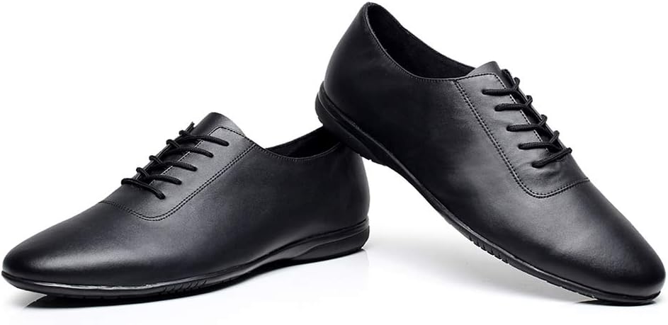 HIPPOSEUS Men's Lace-up Ballroom Dance Shoes Soft Full Rubber Sole Social Dance Performance Shoes Black