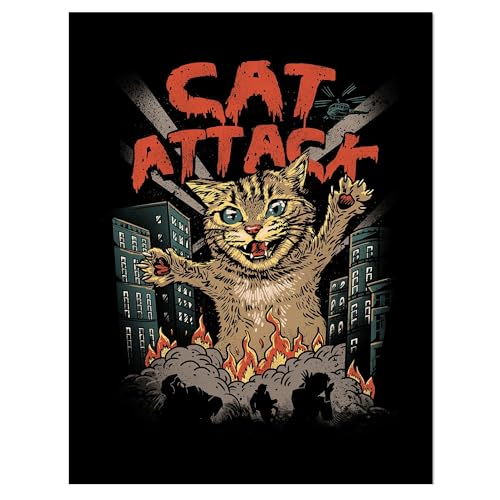 Póster enmarcado Cat Attack Vincent Trinidad de 40x30 cm en color negro y naranja