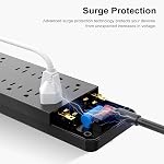 Power Strip Surge Protector with 10 Outlets & 4 USB Ports & 1 USB-C Port (5V/3A), HITRENDS 1875W/15A Flat Plug Spaced Outlets with 6 Feet Extension Cord for Home Office, ETL Listed, Black