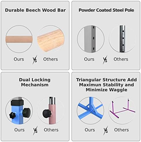 COSTWAY Gymnastics Training Bar, 90-150cm Height Adjustable Horizontal Kip Bars with Non-slip Rubber Pads, Home Gym Sports Equipment for Kids Juniors, 100kg Weight Capacity