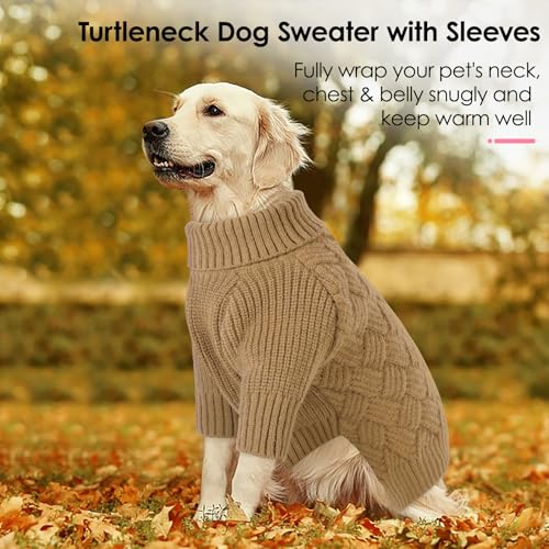 AOFITEE Pull pour Gros Chien, Hiver Pull de Noel Chaud Chien Grande Taille avec Manches, Tricot d'hiver à Col Roulé Chiens Epais Pull-Overs Chaud Labrador pour Automne Hiver – vue 2