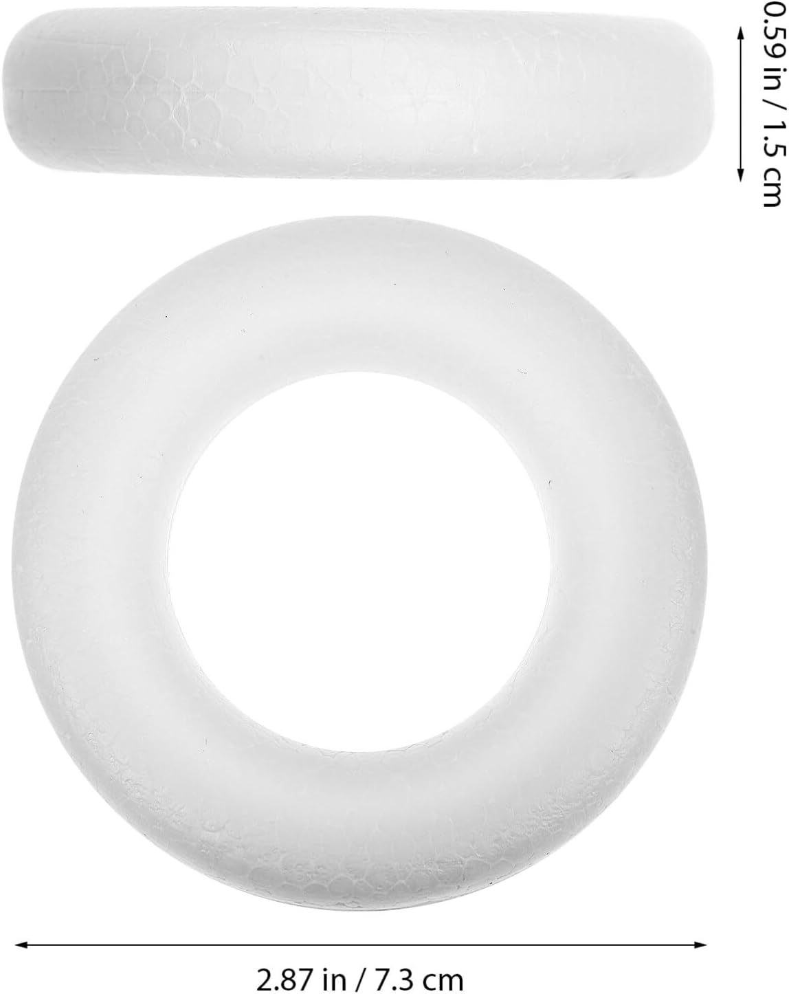 STOBOK Mini Foam Wreath Circles 30 Pack 2.87 Inch Round Rings for DIY Christmas Crafts Floral Arrangements and Party Decorations