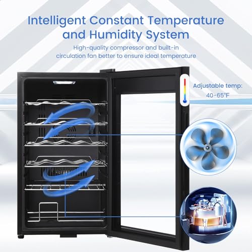 Wine Cooler Refrigerator, Freestanding Compressor Wine Chiller, Beverage Wine Fridge with Digital Temperature Control Glass Door for Red White Wine, Beer, Champagne