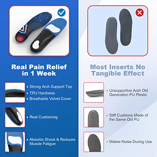 Plantar Fasciitis Pain Relief Feet Insoles Orthotics Arch Support Insoles With Motion Control Shoe Inserts Work Boot Flat Feet Comfortable For Men And Women Improve Balance, M #TOP2