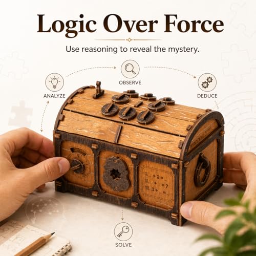 WOODEN.CITY Puzzle Box Treasure Chest - Assemble and Solve Riddles for a Unique Escape Room Experience - Wooden Clue Box Perfect Unique Gift Box - Made in EU by WOODEN.CITY - Image 7