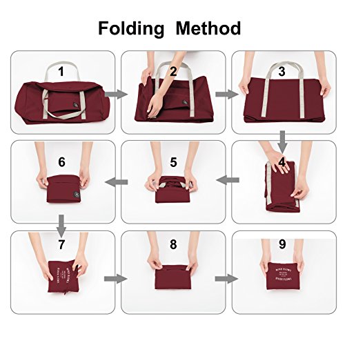 Funfel Foldable Travel Duffel Bag Tote Carry On Luggage Sports Water Resistant Nylon(Ii-Wine Red) #TOP4
