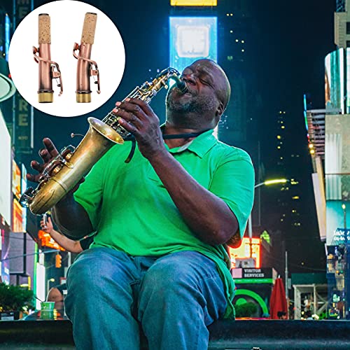 Happyyami Brass Fittings Accessories 2Pcs Saxophone Neck Set With Curved Neck And Straight Neck Antique Saxophone Accessories Accessories Brass Brass Music #TOP2