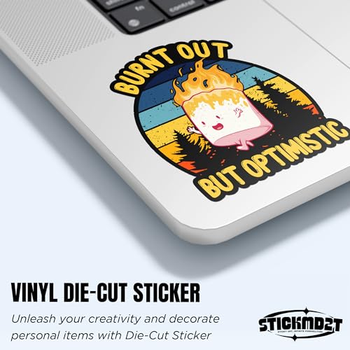 (3Pcs) Burnt Out but Optimistic Matte Sticker Healthcare Funny 2" Waterproof Vinyl Decal Sticker Laptop, Water Bottles, Phone, Kindle Merchandise Decor Decal Gifts for Her Him 2 Inches