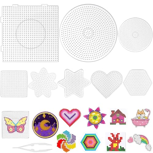 8 plantillas para cuentas de planchar, placas de cuentas para planchar, placa de cuentas para planchar, accesorios de manualidades transparentes, plantillas de cuentas de 5 mm para regalo de niños