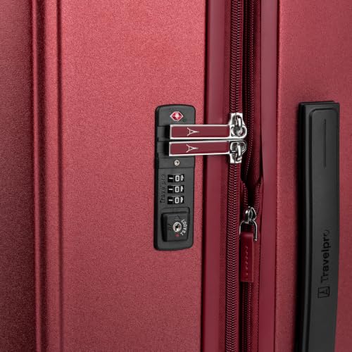 Image of Travelpro Platinum Elite Hardside Expandable Checked Luggage, 8 Wheel Spinner, TSA Lock, Hard Shell Polycarbonate Suitcase, Daring Red, Checked Medium 25-Inch