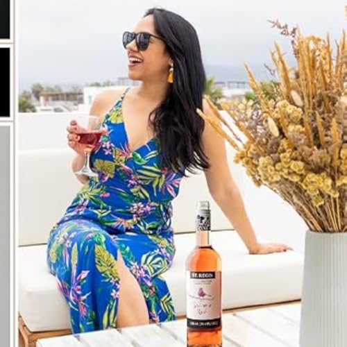 Image of ST. REGIS Non-Alcoholic Shiraz Rose 25.4 Fl Oz (1 Pack) - Low Calorie and Sugar - Raspberry Pink Fruity Rich Flavor from North of Spain - Paleo Diet