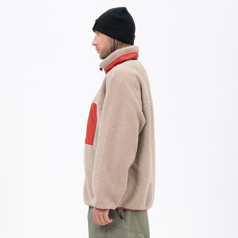 Snowshred Men's Fleece Sherpa Snow Jackets Mountain Full-Zip Ski Coat Fuzzy Snowboard Outerwear Casual Winter Streetwear