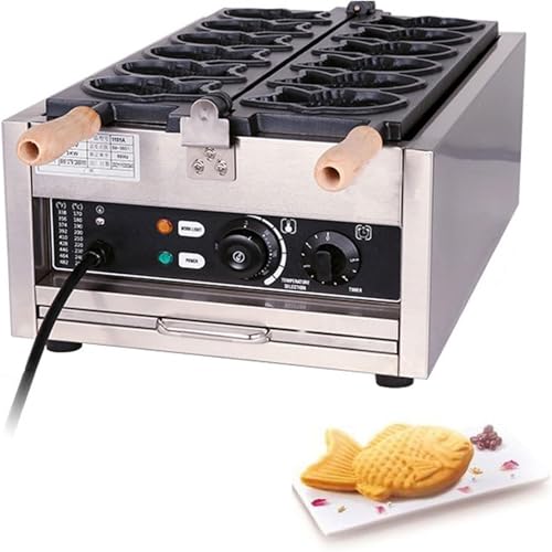 ZOLPINL Mini waflera Industrial con Forma de pez, 110 V/220 V, 3000 W, Antiadherente, de Acero Inoxidable, para restaurantes, cafeterías, Puestos de Comida, 110 V