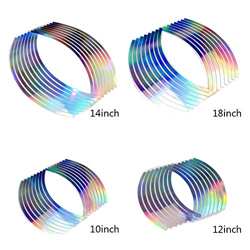 YOUNGFLY 16Pcs PVC Wheel Rim Tape Reflective Stripes Decals for Motorcycle Car Trucks SUV Bike 18inch