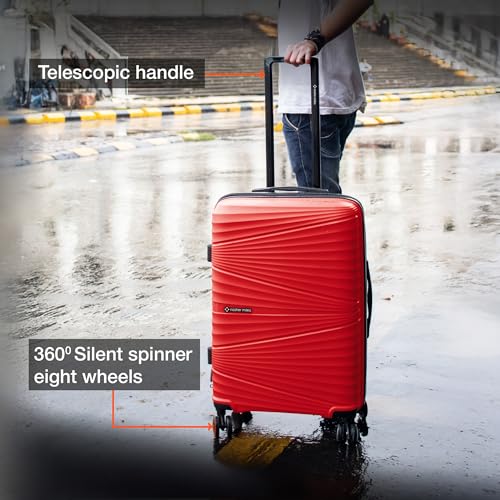 Image of Nasher Miles Mumbai Hard-Sided Polypropylene Luggage Set of 2 | 65cm & 75cm | 8 Wheels Medium & Large Trolley Bag for Travel | Suitcase (Red)