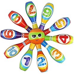 yoptote Bolos Infantiles Sets de Bolos Juguete Bowling Juegos Party Exterior Jardin Regalos Halloween 10 Pins Juego de Bolos Desarrollo de Habilidades Motoras Esponja Número Pelota Niño 3 Años+