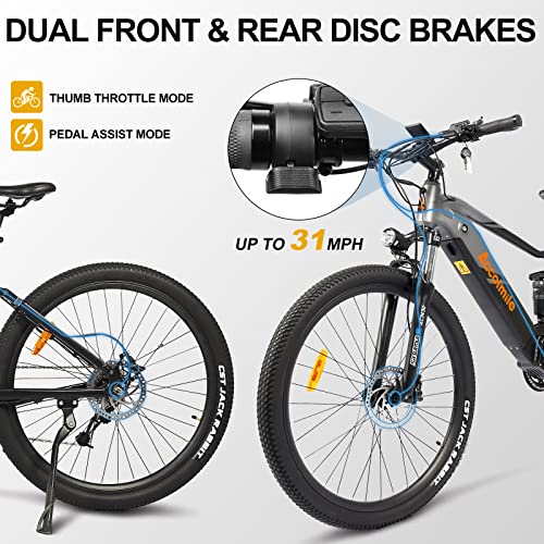 Accolmile 29" Electric Mountain Bike : Colabear Adult Ebike With 8Fun 48V 750W Mid Drive Motor & 17.5Ah Removable Lithium Battery & Dpc18 Display, Shimano 8 Speed Gears (Black & Gray) #TOP5