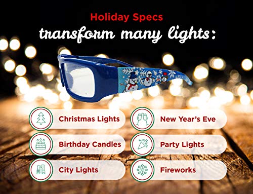 image for Holiday Specs Plastic 3D GLASSES- 4pk Holographic glasses, Look throug