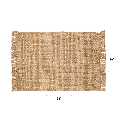 Tapete de yute hecho a mano 2'x3' natural reversible miniatura 2