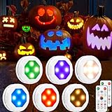 Halloween Pumpkin Lights, Pumpkin Lights with Remote Control, Jack-O-Lantern Light, RGB Color Changing, Battery Operated, Dimmable, Timing, for Halloween (6 Packs)