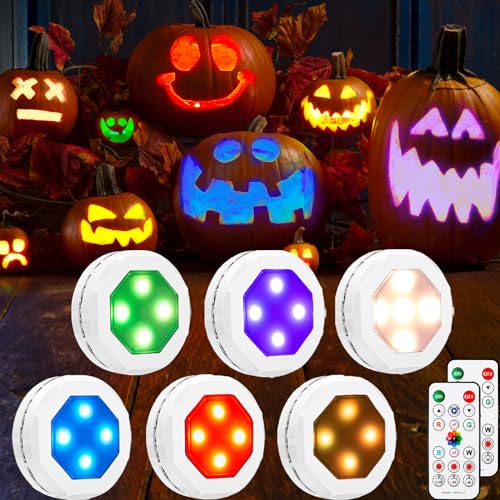 LUNSY Halloween Pumpkin Lights, Pumpkin Lights with Remote Control