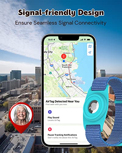 Airtag Bracelet For Kids, Colorful Apple Air Tag Protective Cover With Nylon Wristband, Anti Lost Gps Trackers Case Cover Elastic Watch Band For Toddlers Girls Boys Elders, Blue #TOP4