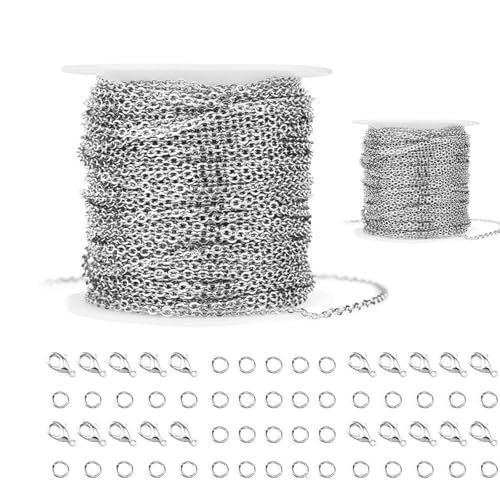 Chaînes pour fabrication de bijoux à la maison avec 60 anneaux et fermoirs