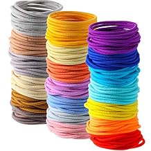 TecUnite 200 Pieces No Metal Hair Elastics Danmge-Free Bulk Rubber Bands Hair Ties Ponytail Holders for WomenCute Color,3mm, 5cm