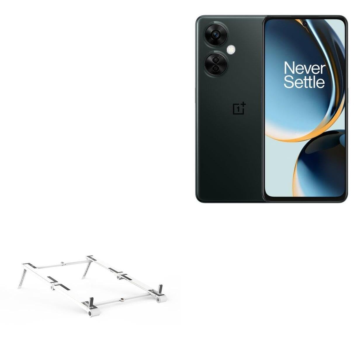 BoxWave Stand and Mount Compatible with OnePlus Nord N30 SE - Pocket Aluminum Stand 3-in-1, Portable, Multi Angle Viewing Stand - Metallic Silver