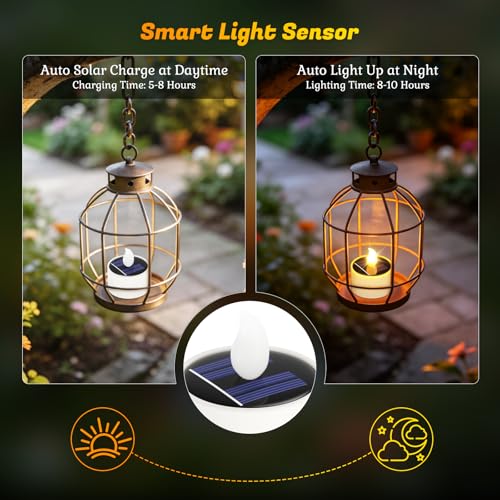 Image of PChero Solar Tea Lights, Rechargeable Outdoor Flameless Candles, 6 Pack | IP65 Waterproof, Dusk to Dawn Sensor, Warm Flickering Glow, Fits Lanterns, Patio, Garden, Camping & Window Decor