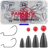 Paradox Fishing Carolina Rig Set/Texas Rig Set I 3,5g-14g mit Offset Haken und Glasperlen I Bullet Blei Angelzubehör Cheburaska Blei Set Dropshot Blei Set für Barsch Köder und Zander Köder