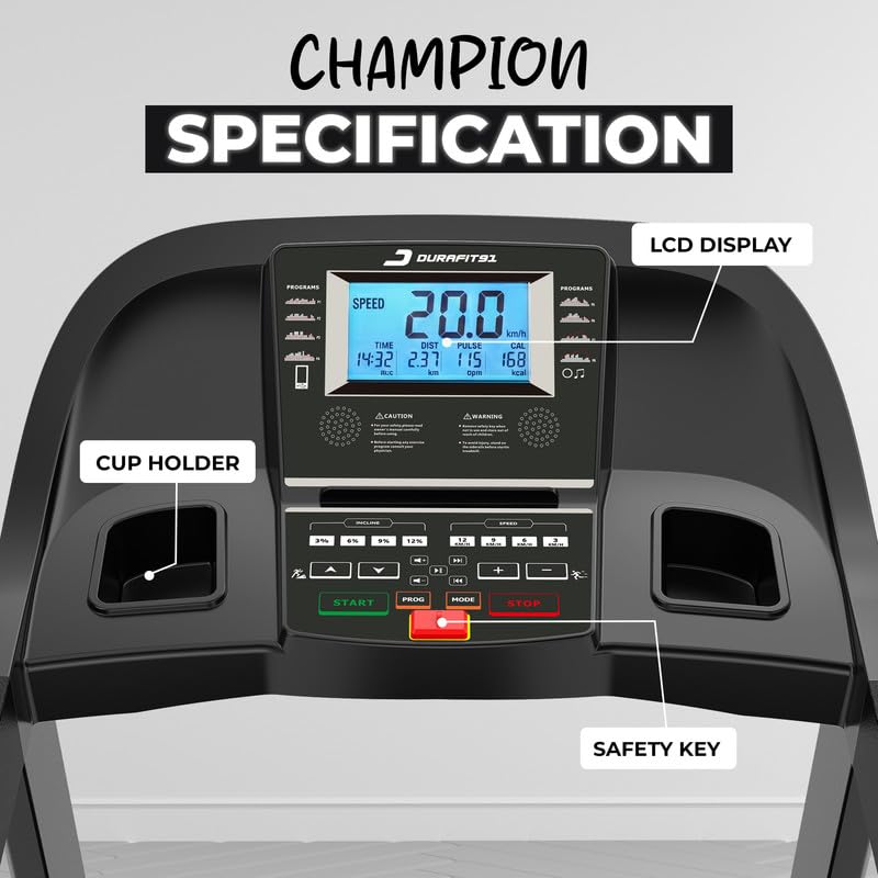 Image of Champion 7HP Peak AC Motorized Treadmill | Max User Weight 150 Kg | 20 Level Auto Incline | Max Speed 20 Km /Hr | Home use