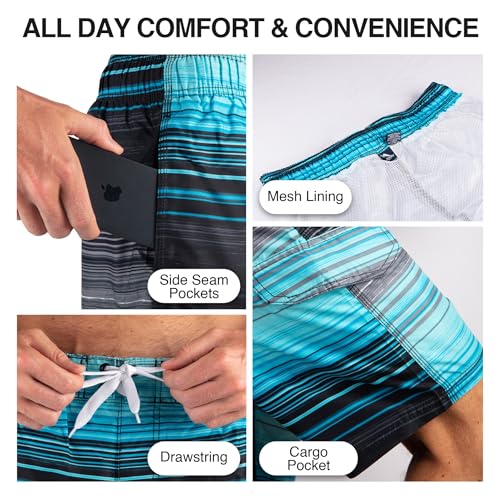 Image of Kanu Surf Men's Big Viper Extended Size Stripe Swim Trunk