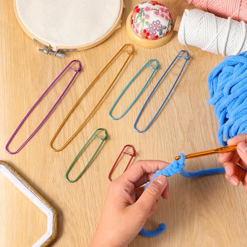 Image of Molain 18 Pcs Knitting Stitch Holders, Yarn Stitch Holder Stitch Colorful Aluminum Crochet Stitch Holders for Sewing Crocheting Supplies Tools Accessories