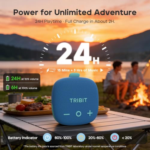 Image of Tribit StormBox Micro 3 Bluetooth Speaker, 13W, IP68, 24H Playtime, Blue