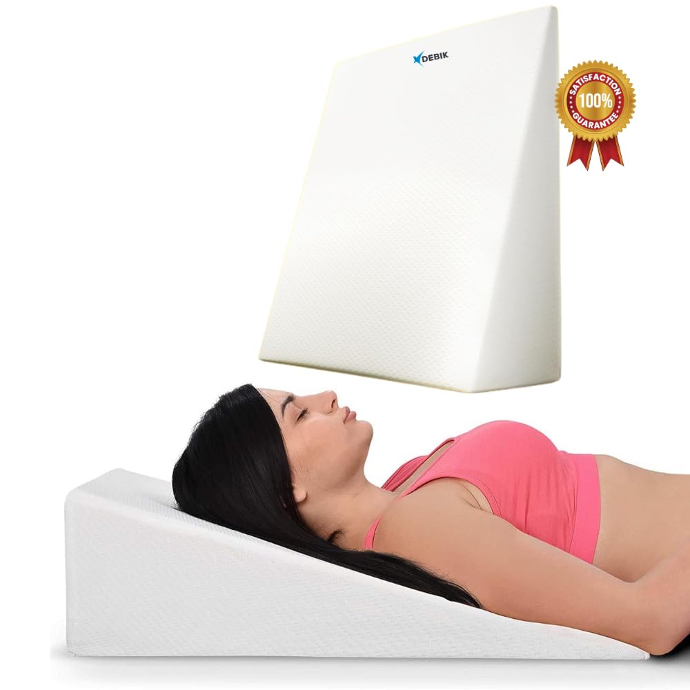 DEBIK® | Bed Wedge Pillow for Sleeping After Surgery, Back Support, Leg Elevation, Gerd Acid Reflux, Neck Pain, Snoring, Cooling Memory Foam Triangle Incline Wedge, Removable Washable Cover (White) (B0D8JXXSGH) Amazon Price History, Amazon Price Tracker