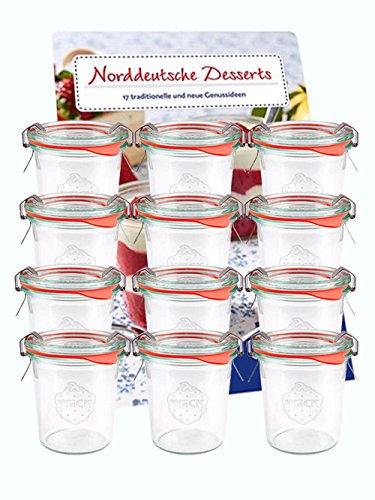 24er Set Weck Gläser 160 ml inkl 24 Frischhaltedeckel Einkochringe Klammern Glasdeckel Einmachgläser Sturzgläser Weckgläser Dessergläser