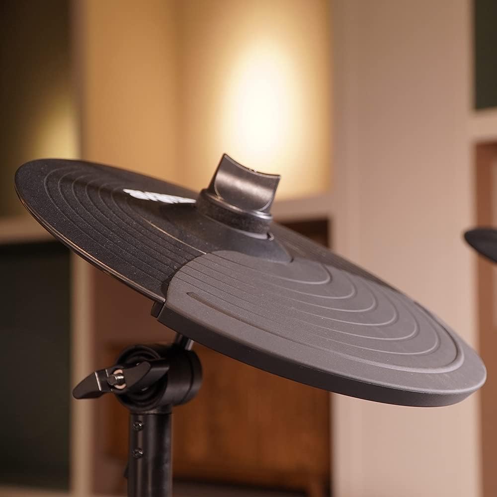 Close-up of a black electronic cymbal